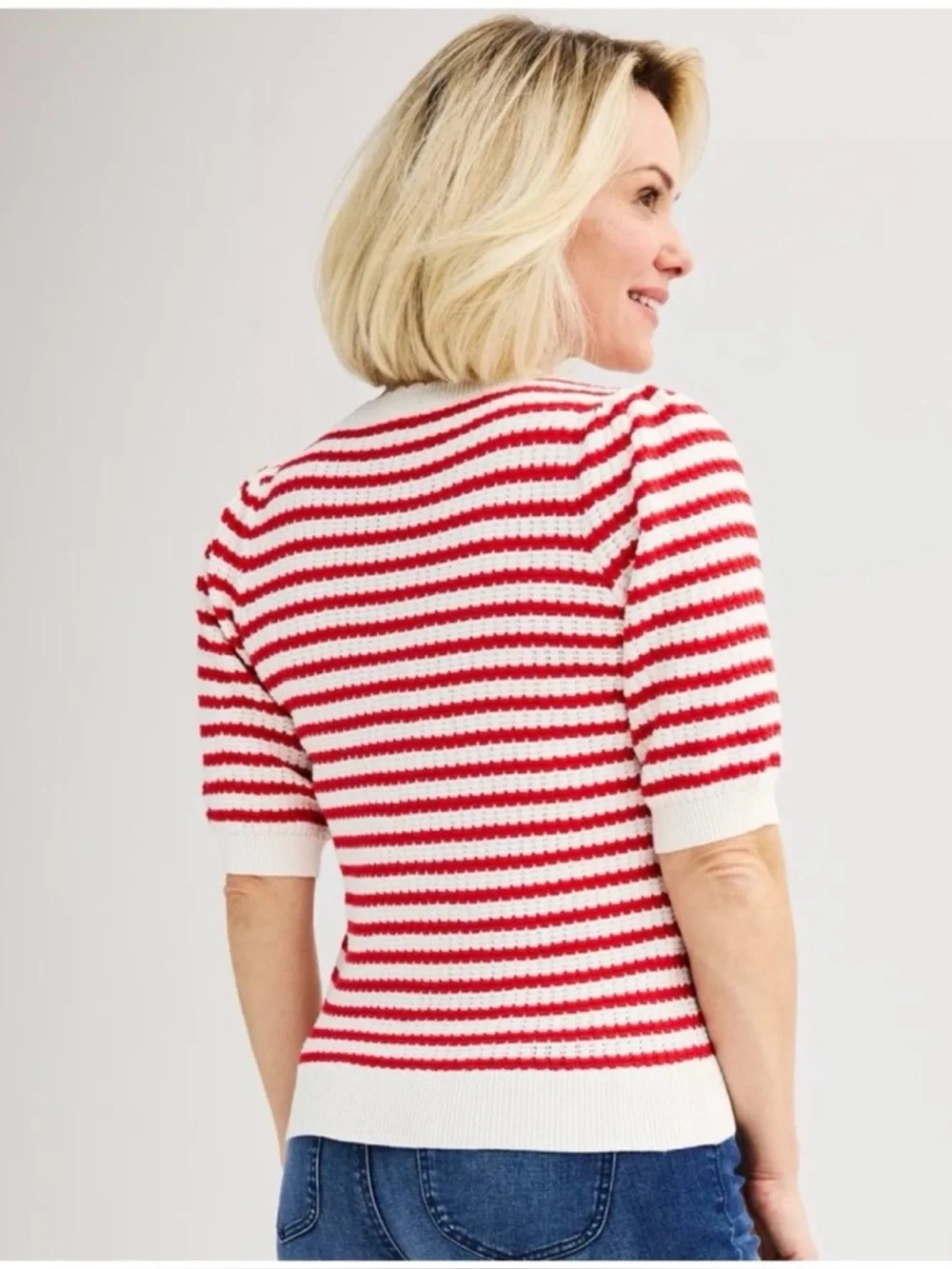 🆕 Draper James Puffed Short Sleeve Striped Sweater